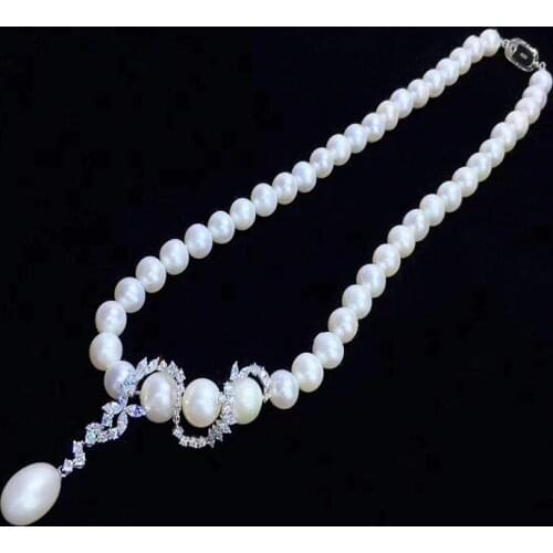S shape curve flower zircon pearl short necklace for women simple fashion jewelry pearl choker