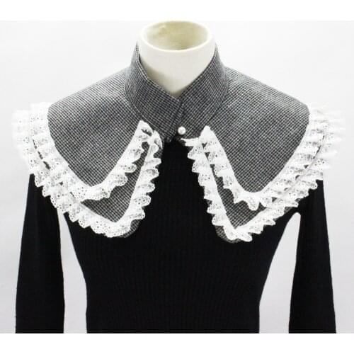 Linbaiway Double Layer Fake Collar for Women Removable Detachable Collar Shawl Half Shirt Sweater False Collar Ladies Shawl Wrap
