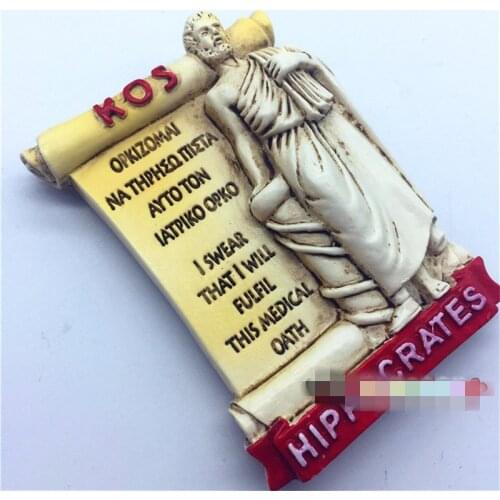 New Hot Greece Kos Hippocrates Fridge Magnet Tourism Souvenirs 3D Resin Handmade Refrigerator Magnetic Stickers