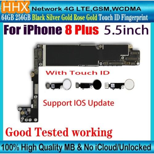 For iphone 8 Plus 64GB 256GB Motherboard With/No Touch ID,100% Original Unlocked for iphone 8 Plus 5.5inch Mainboard Free iCloud