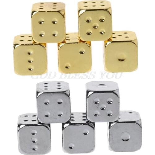 5pcs 13mm Metal Dice Gold/Silver Solid Heavy Dice Bar Night Club Party Drinking DND Game Dice Drop Shipping