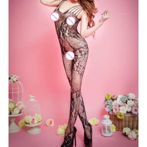 SHENGRENMEI Fashion Nightwear Hollow Flower Bodysuits Exotic Pajamas Sexy Lingerie Women Sleepwear Ladies Catsuit Nylon Teddies