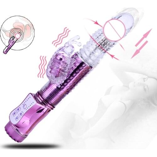 Powerful Rabbit Vibrator Telesopic Rotation Vibrating Vaginal Clitoris Stimulation Jelly Dildos Masturbator Sex Toys for Women