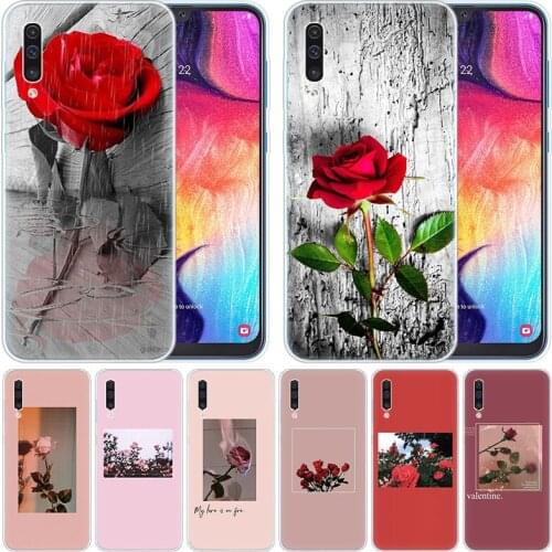 Soft Silicone Case Great art Rose flower for Samsung Galaxy A50 A70 A80 A40 A30 A20 A10 A20E A2 CORE A9 A8 A7 A6 Plus 2018 Cover