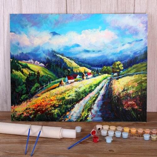 Landscape The Fog Rises Coloring By Numbers Painting Complete Kit Acrylic Paints 50*70 Painting On Canvas Wholesale