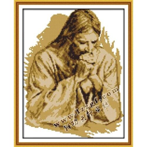 Joy Sunday Praying Jesus Counted 14CT Cross Stitch Kits DIY Cross-stitch DMC Chinese Cross Stitch Needlework Set Home Decor Gift