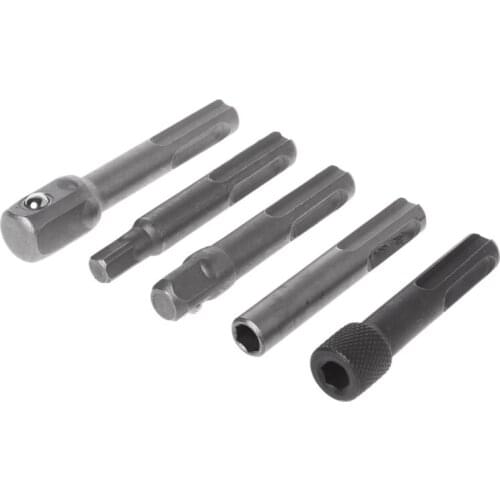 5Pcs SDS Plus 1/4 Hex Socket Driver Hammer Drill Bit Chuck Adaptor Bar Kit Set