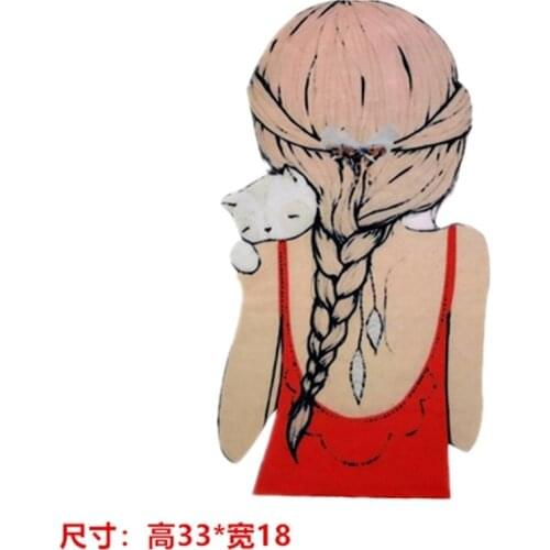 50pcs/Lot Embroidery Patches Letters Clothing Decoration Accessories Back View Girl Hot Map Diy Iron Heat Transfer Applique