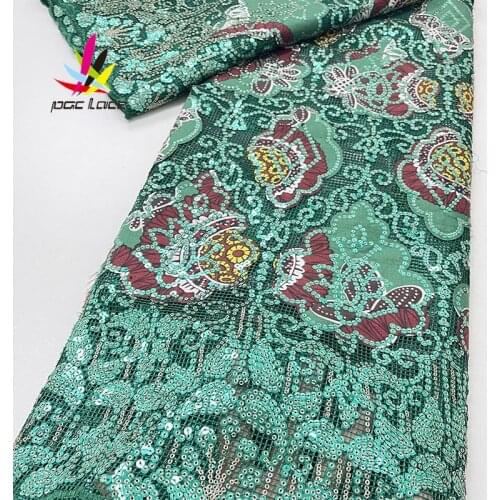 Ankara Sequence Nigerian Sequins Net Lace 2021 High Quality African Tulle Mesh Wedding Fabric For Dress