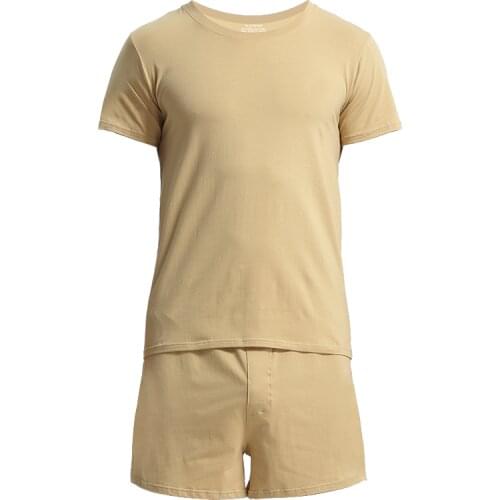 New Mens Leisure Home Wear Short Sleeve Shorts Suit 60S Supima Cotton Shorts Pajamas Mens Breathable Summer Sets