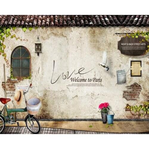 Beibehang Wallpaper Nostalgic window brick Leaves flower pot wall 3d wallpaper Home Decor Living Room Bedroom Mural 3d Wallpaper