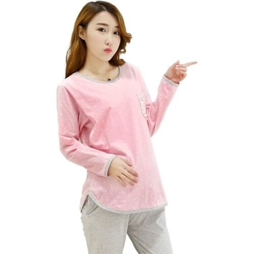 Maternity pajamas postpartum out long sleeve breastfeeding clothing autumn winter breastfeeding clothes