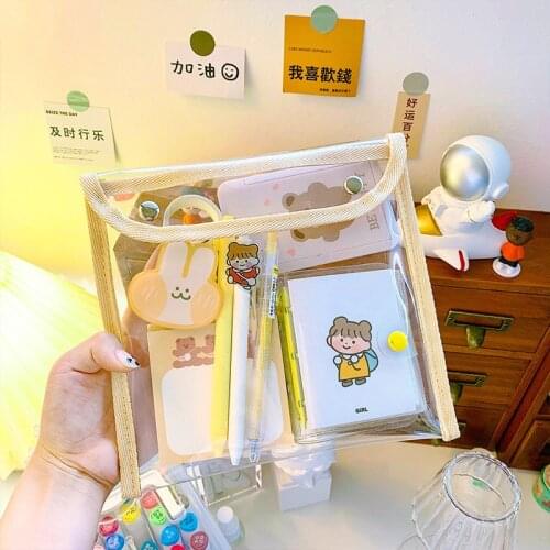 Transparent Cosmetic Bag PVC Storage Bag Student Stationery Case Girl Large Capacity Makeup Pouch Organizer Travel Toiletry Bag