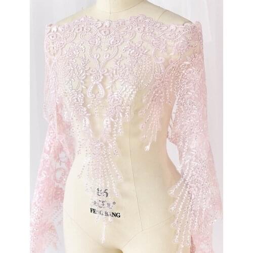 Multicolor Ultra wide sequins embroidery lace fabrics accessories 60cm bride wedding veil clothes lace trim diy craft materials