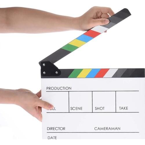 Acrylic Colorful Director Video Scene Clapboard Clapperboard Dry Erase Directors Cut TV Movie Film Action Slate Cut Prop