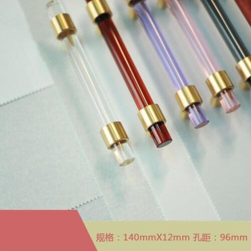 Nordic Light luxury Brass+Crystal Handle 140 x 12mm Modern Colorful Cupboard Door Wardrobe T Bar DIY Handles for Furniture