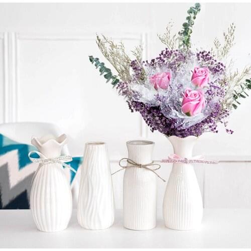 Nordic Modern Vase Ceramic Aesthetic Living Room Flower Arrangements Art Glamour White Vase Decoration Salon Home Decor DB60HP
