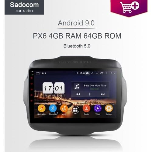 TDA7851 PX6 Android 10.0 For Jeep Renegade 2016 2017 4GB+32GB+8core Car DVD Player GPS Glonass map RDS Radio wifi Bluetooth TV