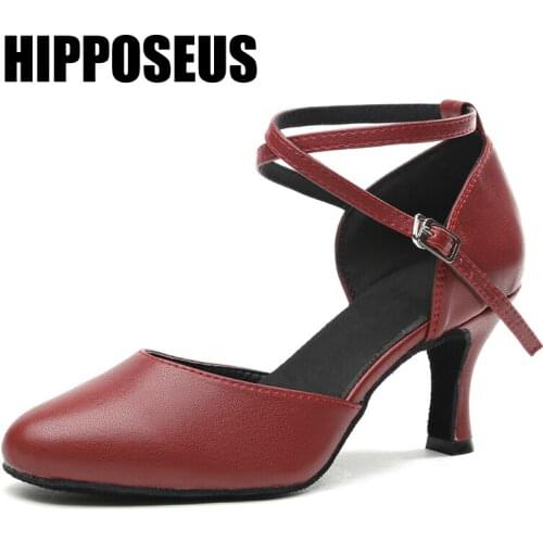 Hipposeus New Dance-Shoes Women Ballroom Latin Girls Salsa Tango Modern Dance Shoes Female Thin Heel Dancing Shoes Professional