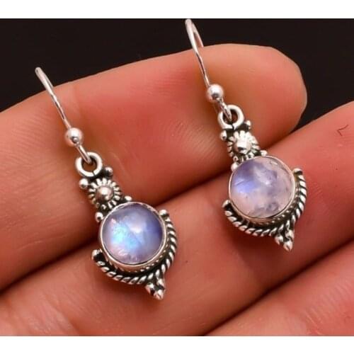 2020 Wholesale Hot New Moonstone Retro Earrings European and American Punk Style Colorful Earrings