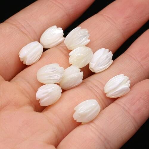 4pcs Natural Freshwater White Flower Shape Shell Beads for Women Jewelry Making Bracelet Necklace Women Gift Size 8x10mm