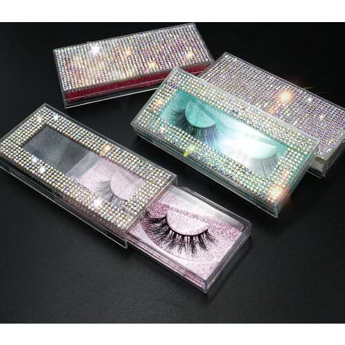 40pcs Wholesale diamond false eyelash packaging box fake 3d mink eyelashes boxes faux cils acrylic case lashes empty packing