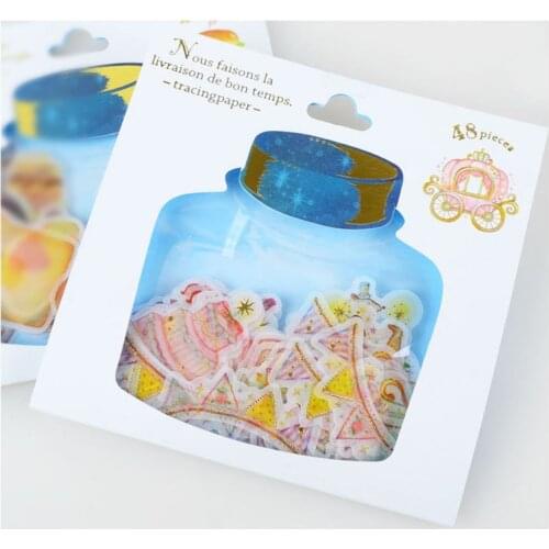 48pcs/pack Lovely jamjelly Sticker Drifting Bottle Gift PVC Gold Foil Bronzing Decoration Stickers Q-LIA Sticker