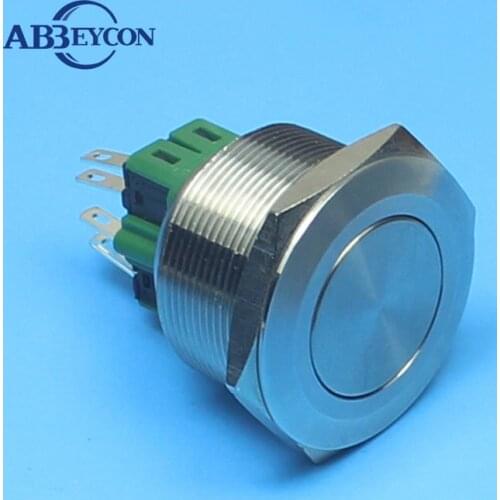 5pcs/Lot 30mm 1NO1NC flat head CE,IP67,RoHS stainless steel self-locking push button switch metal shell 220v 6pins terminal