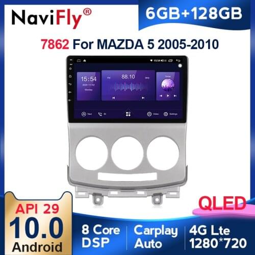 NaviFly 7862 QLED Screen 1280*720 Android 10 For Mazda 5 2 CR 2005 - 2010 Car Radio Multimedia Video Player GPS DSP Carplay 4G