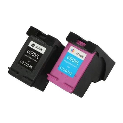 1 Set 2 Pack Black Tri Color Ink Cartridges Remanufactured For HP 650 XL High Yield 650XL Deskjet 2545 2645 3515 4645 4510 4515