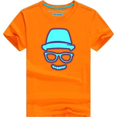 Children Luminous T-Shirt Children Clothing for Boys Girls Kids Tee Shirts Baby Toddler Cotton Cartoon Short Sleeve Summer Tops