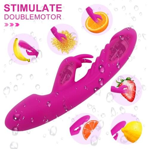 Double Motors G Spot Rabbit USB Vibrator Soft Clitoral Stimulator Erotic Dildo Vibrator Vagina Massage Adult Sex Toys for Women