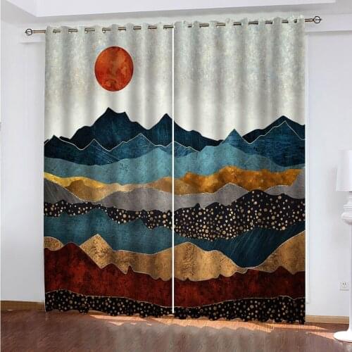 Europe Rolling Mountains Photo Bedroom 3D Window Curtain Luxury Living Room Decorated Curtain
