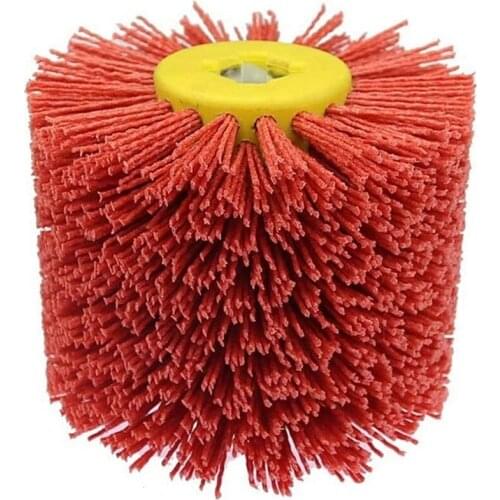 HHO-Red Abrasive Wire Drum Brushes Deburring Polishing Buffing Wheel for Furniture Wood Angle Grinder Adapter