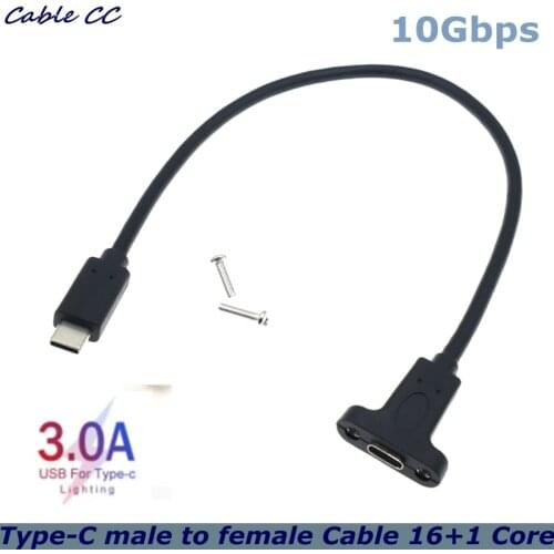 USB 3.1 Type c Male to Female Extension Cable with Panel Mount Screw,USB C female to USBc Male extending Wire Extender Data Cord