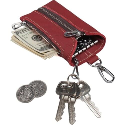 Free Engraved Leather Keychain Men Women Key Wallet Organizer Pouch Car Housekeeper Key Case Mini Card Bag Customized Gift