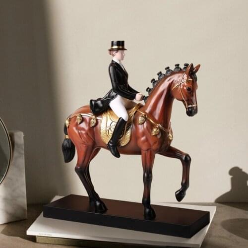 Creative Resin Knight Horse Sculpture Luxury Animal Figurine Living Room Childrens Room Decoration Home Ornaments Birthday Gift