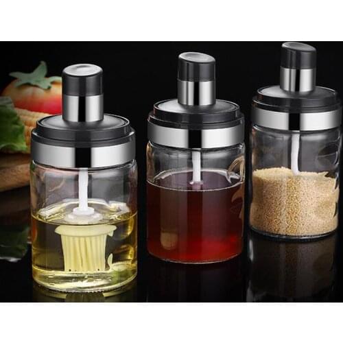 Kitchen Clear Seasoning Cans Oil Honey Kitchen Dispenser Bottle Storage Box Shakers Organizer salt pepper spice tools