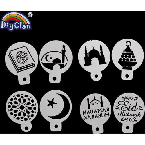 Muslim Ramadan Iftar Cake Templates For Cupcake Eid Mubarak Ivan Moon Star Stencil Mold Coffee Painting scrapbooking Stencils