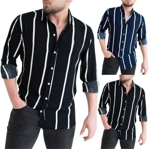 Mens Clothing Men Striped Shirt Casual Lapel Neck Short Sleeve Button Brand Shirt Chic Loose Streetwear Vacation Blouse #01