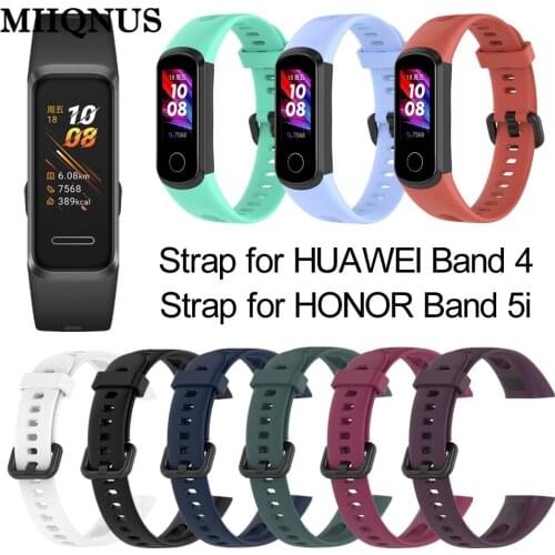 Soft Silicone Strap Buckle Replacement Watch Band Wrist Strap Sports Smart Watch Accessories For HUAWEI Band 4 Honor Band 5i