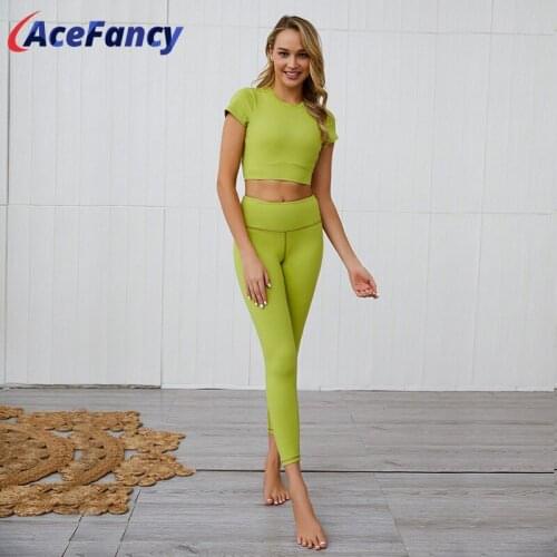 Acefancy Yoga Sets Women Gym Clothes 2 piece Set Women Sport Tops Seamless Yoga Leggings GX105 Activewear Fitness Women Set