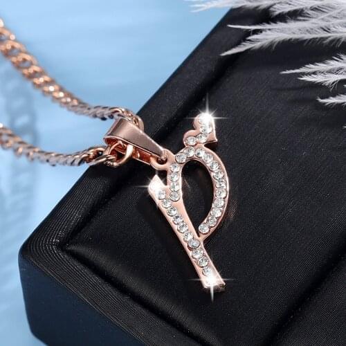 Initial Letter Necklace Custom Capital Letter A-Z Crystal Necklace Charm Iced Out Jewelry Personalized Stainless Steel Choker