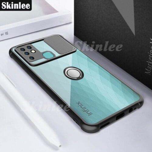 Skinlee Airbag Case For Infinix Hot 10 Play Official Original Case Shockproof Clear With Ring For Infinix Hot 10 S Cover