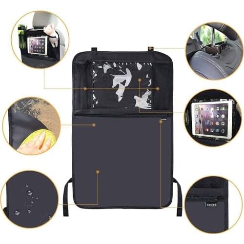 Anti-kick Car Seat Back Bag with Touch Screen Tablet Holder Car Trunk Organizer Oxford Cloth Interior Auto Travel Accessories