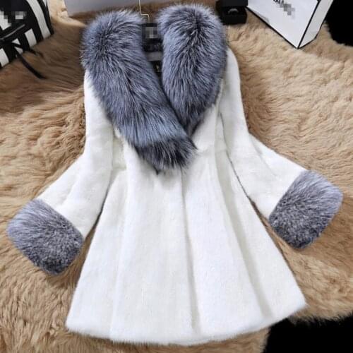 Plus size 5XL! Luxury FAUX Mink Fur Coat With Large Fur Collar Women Winter Coat Winterjas Dames Fur Gilet Jackets
