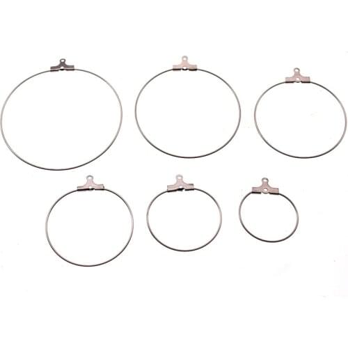 20pcs/lot 316L Stainless Steel Big Circle Wire Hoops Loop Earrings for DIY Dangle Earring Jewelry Findings Making Accessories