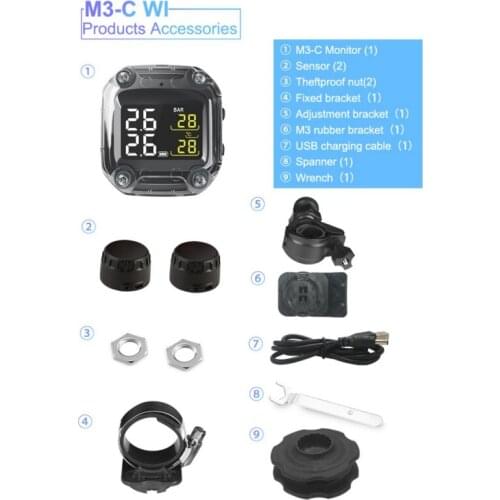 Alarm Systems Security Waterproof Motorcycle Real Time Tire Pressure Monitoring System TPMS Wireless LCD Display Internal