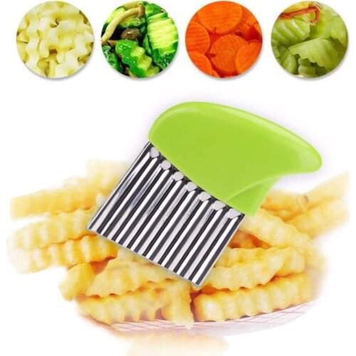 Stainless Steel Potato Chip Slicer Dough Vegetable Fruit Crinkle Wavy Slicer Knife Potato Cutter Chopper French Fry Maker
