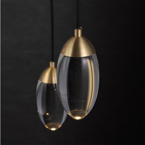 Modern Crystal ball LED Pendant lights Nordic Copper lighting bedroom bedside single head lights bar corridor small Hanging lamp